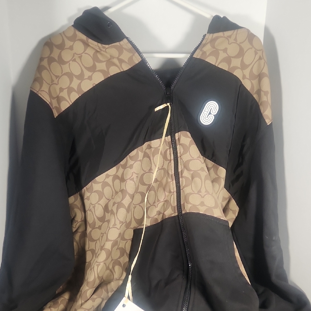Black and Tan Zip-Up Hoodie